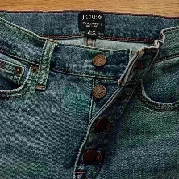 Jcrew button fly 9 inch high rise skinny jeans - Picture 2 of 5